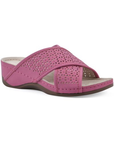 White Mountain Candelle Wedge Sandal - Pink