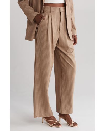 Wayf Stripe Pleated Pants - Natural