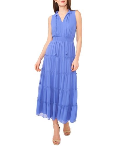 Halogen® Floral Tiered Smocked Waist Maxi Dress - Blue