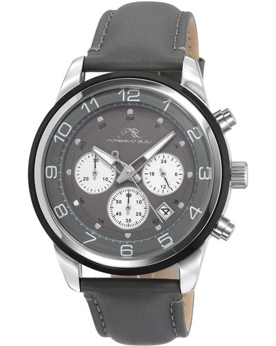 Porsamo Bleu Arthur Chronograph Leather Strap Watch - Gray