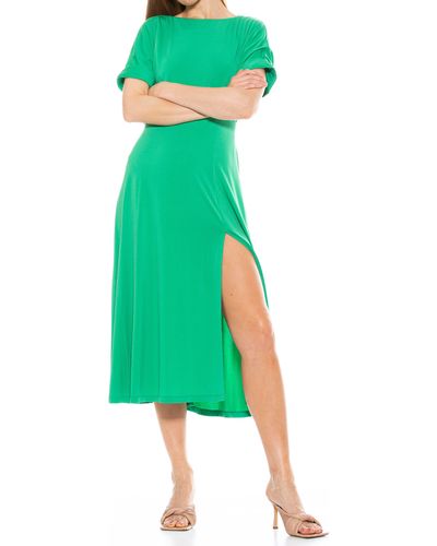 Alexia Admor Lana Draped Bodice Floral Midi Dress - Green