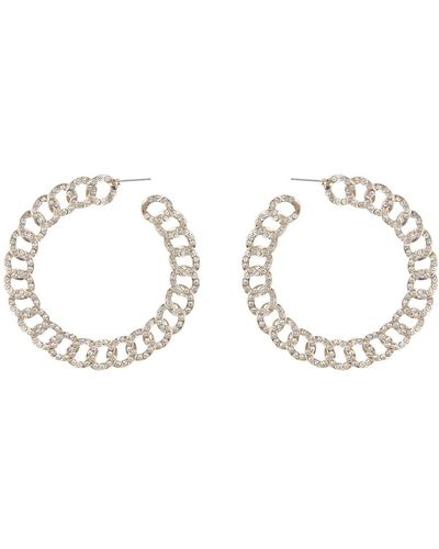 Tasha Crystal Link Hoop Earrings - Metallic
