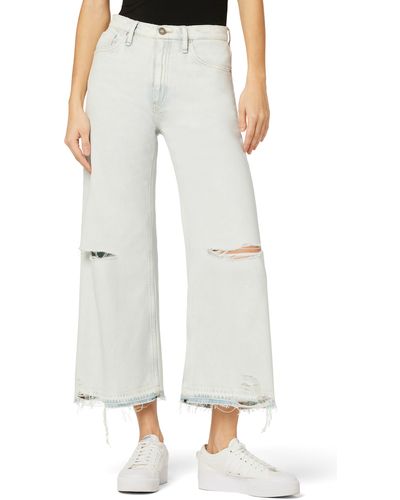 Hudson Jeans Jodie Ripped High Waist Ankle Wide Leg Jeans - White