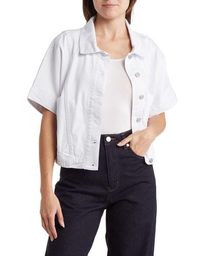 Habitual Oversize Short Sleeve Crop Denim Jacket - White