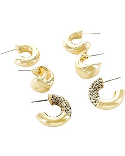 Panacea Set Of 3 Hoop Earrings - Metallic