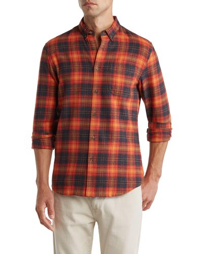 14th & Union Grindle Trim Fit Flannel Shirt - Red