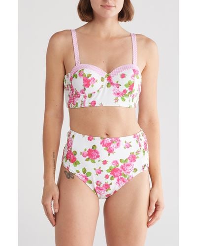 Betsey Johnson Corset Two-piece Swimsuit - Pink