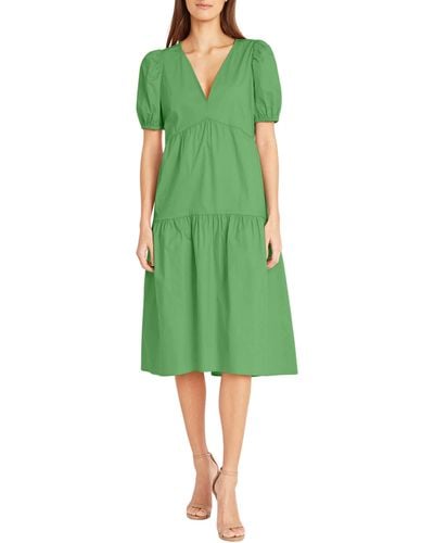 DONNA MORGAN FOR MAGGY Solid Cotton Midi Dress - Green