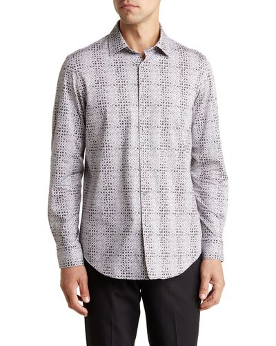 Bugatchi Ooohcotton® Abstract Print Button-up Shirt - Gray