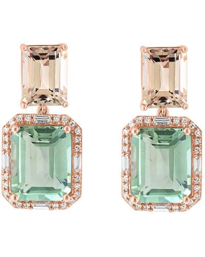 Effy 14k Rose Gold Diamond Prasiolite & Morganite Drop Earrings - Green