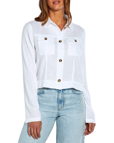 Three Dots Crop Utility Shirt Jacket - White