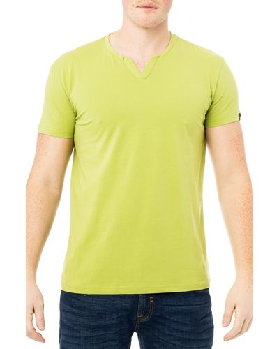 Xray Jeans Split Neck T-shirt - Yellow