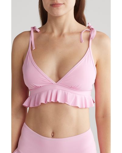Hanky Panky Ruffle Triangle Bikini Top - Pink