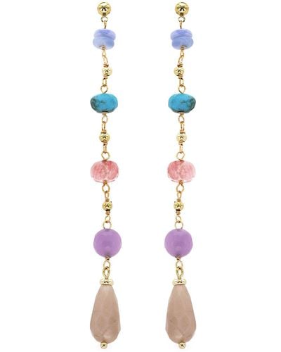Panacea Mixed Colorful Stone Chain Drop Earrings - Blue