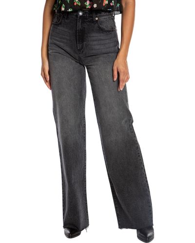 Juicy Couture Laguna Raw Hem Wide Leg Jeans - Black