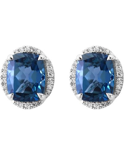 Effy 14k White Gold London Blue Topaz & Diamond Halo Stud Earrings