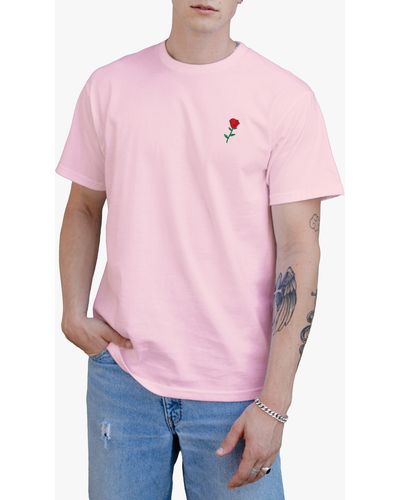 Riot Society Embroidered Rose Cotton T-shirt - Pink