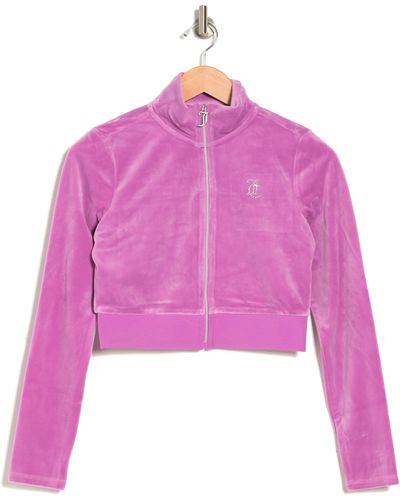 Juicy Couture Zip Front Stretch Velvet Crop Jacket In Lollipop At Nordstrom Rack - Pink