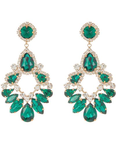 Tasha Crystal Drop Statement Earrings - Green