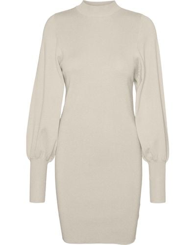 Vero Moda Holly Karris Blouson Sleeve Sweater Dress - White