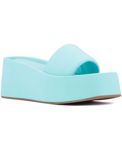 Olivia Miller Uproar Platform Slide Sandal - Blue