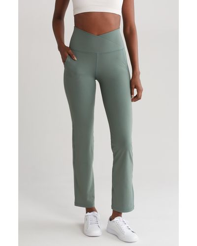 90 Degrees Lux Hurdle Crossover Leggings - Green