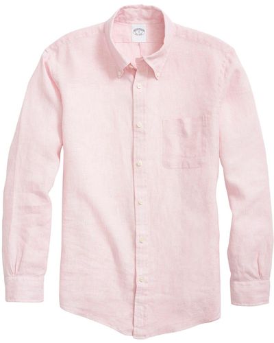 Brooks Brothers Regular Fit Cotton Dress Shirt - Pink
