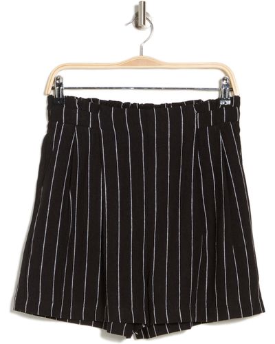 Adrianna Papell Stripe Pleated Shorts - Black