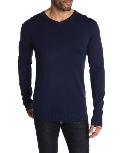 Xray Jeans V-neck Rib Knit Sweater - Blue