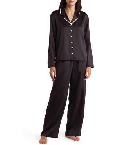 Nordstrom Classic Satin Pajama 2-piece Set - Black