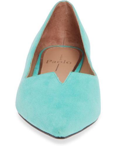 Linea Paolo Presta Pointed Toe Flat In Aqua Suede At Nordstrom Rack - Blue