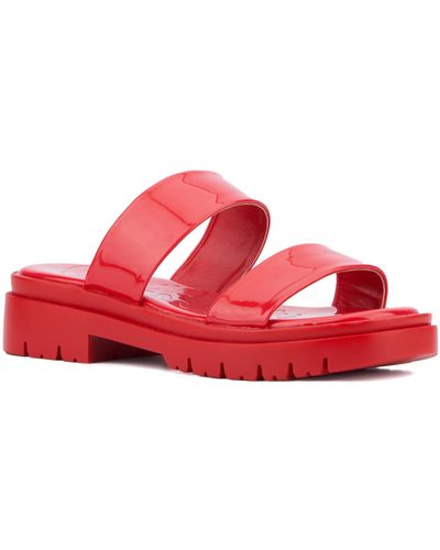 Olivia Miller Tempting Platform Slide Sandal - Red