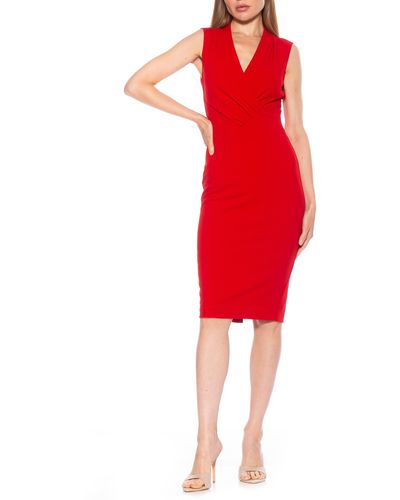 Alexia Admor Cora Ruched Asymmetric Sheath Dress - Red