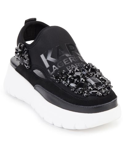 Karl Lagerfeld Mika Crystal Slip-on Platform Sneaker - Black