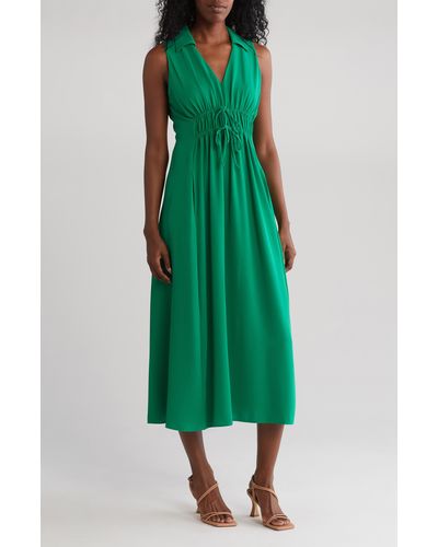 Connected Apparel Smock Waist Sleeveless Dress - Green