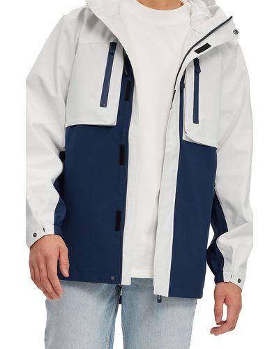 Noize Elliott Water Resistant Two Tone Hooded Jacket - Blue