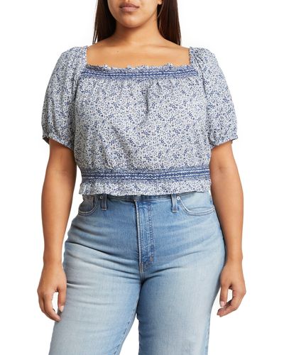 Madewell Jeanette Florentine Floral Top - Blue