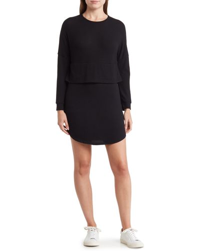 Go Couture Layered Long Sleeve Dress - Black