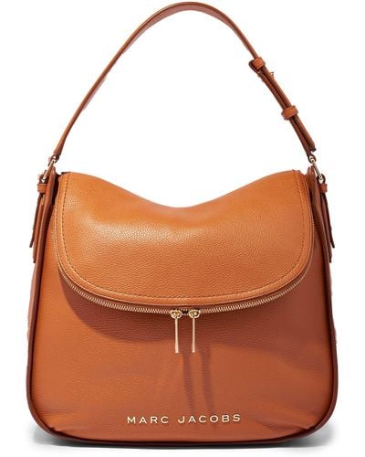 Marc Jacobs Leather Hobo In Smoked Almond At Nordstrom Rack - Brown