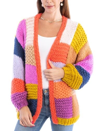 Saachi Granny Colorblock Crochet Cardigan - Orange