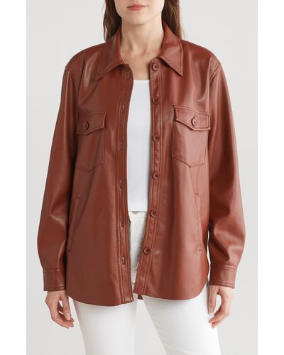 Blank NYC Faux Leather Shacket - Brown