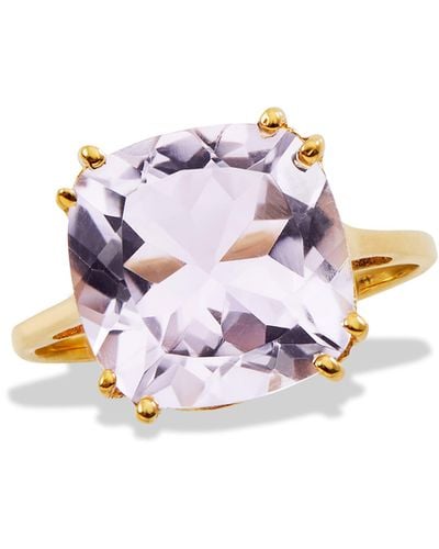 Savvy Cie Jewels 18k Gold Plated Sterling Silver Pink Amethyst Ring - White