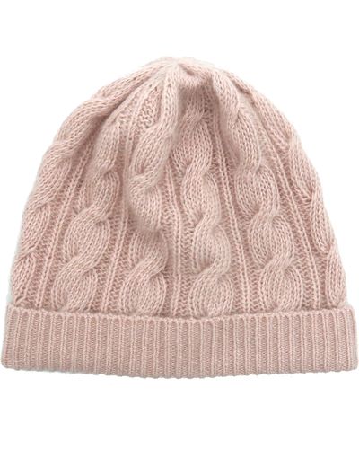 Portolano Cashmere Cable Knit Beanie - Pink