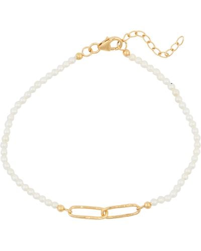 Argento Vivo Sterling Silver Imitation Pearl & Chain Link Bracelet - White