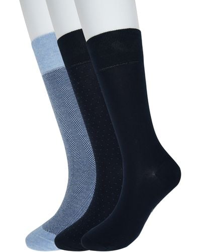 Brooks Brothers Assorted 3-pack Essential Dress Socks - Blue