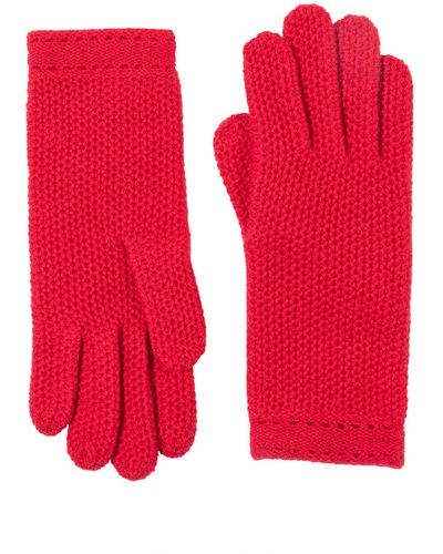 Bruno Magli Cashmere Honeycomb Knit Gloves - Red