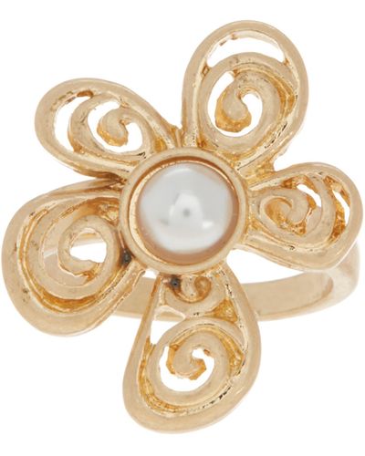 Melrose and Market Imitation Pearl Swirl Flower Ring - White