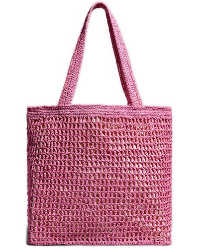 Madewell The Transport Tote: Straw Edition - Red
