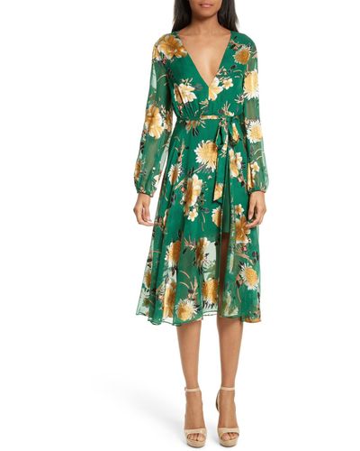 Alice + Olivia Coco Floral Print A-line Dress - Green