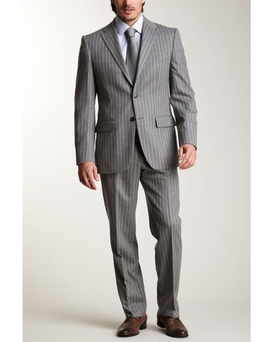 Joseph Abboud Two Button Chalk Stripe Suit - Gray